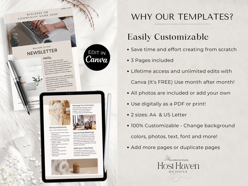 Editable Business Newsletter Template, Modern Minimalist Design (canva ...