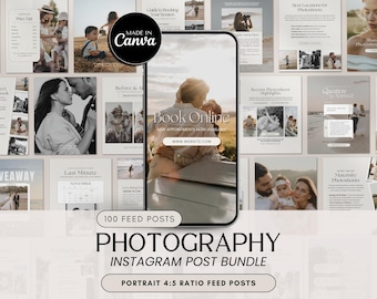 Photography Instagram Post Template, Canva Social Media Feed (Digital Download)