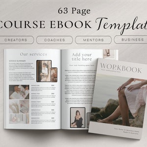 63-Page Course Ebook Template, Coaching Workbook (Canva Digital Download)