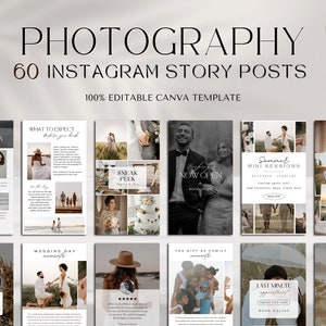 60 Photography Instagram Story Templates, Photographer Instagram Template, Canva Social Media Templates, Photography Instagram Story Posts