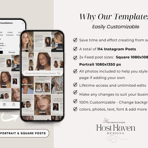 Customizable hair salon posts, editable feed posts, instagram story posts