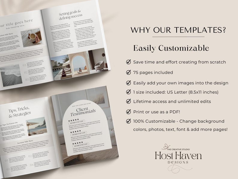 Course E-Book Template for Creators, Coaches, Small Businesses, Mentors, and Entrepreneurs course Workbook template, editable e-book template, checklist template, minimal course template Canva, ebook cover, canva lead magnet template