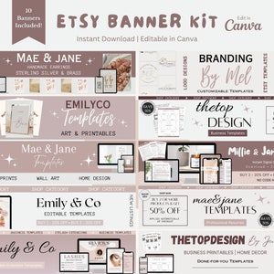 Etsy Banner Template Bundle, Etsy Shop Banners, Etsy Shop Kit, Sell On Etsy, Etsy Banner Mockups, Etsy Shop Bundle, Etsy Branding, Canva