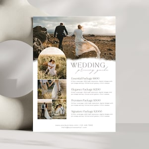 A beautiful Wedding Photography Price Sheet for photographers. Wedding pricing guide, package template, wedding session price list, wedding pricing guide, Photography welcome guide, welcome packet, price guide, wedding photography, canva template
