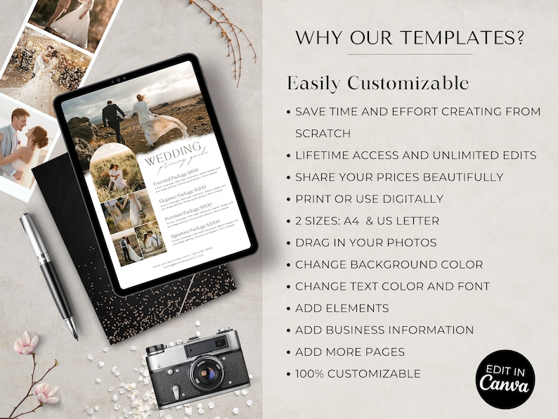 Wedding Photography Pricing Guide Template, Canva (Digital Download) image 6