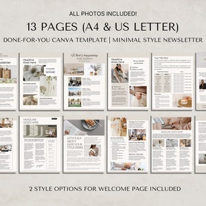 Business newsletter, monthly newsletter, monthly magazine, e-book, digital newsletter, Canva template, newsletter mockup, mock-up newsletter