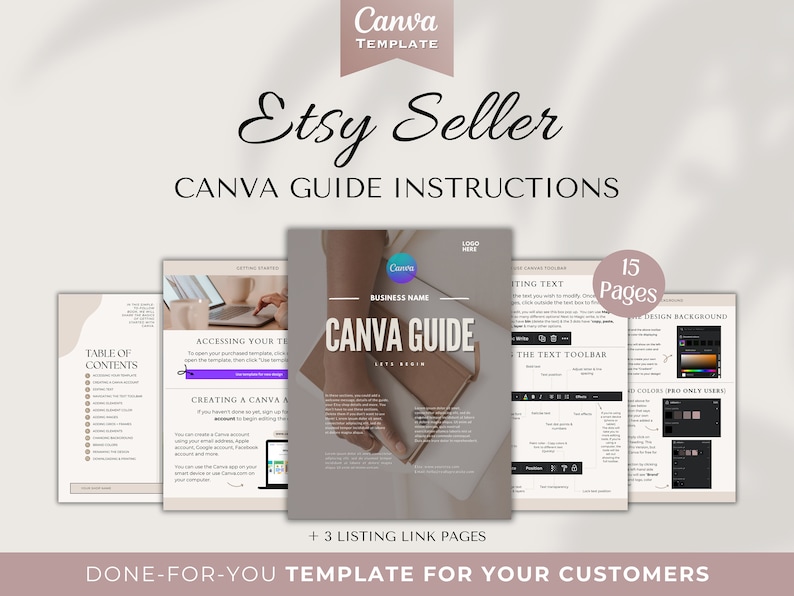 Canva guide, Canva instructions, Etsy Seller Templates, Thank you note for digital download, Canva share page, Canva Download Instructions Template, Etsy Digital Product Instructions, Etsy listing templates, etsy seller, Canva product instructions