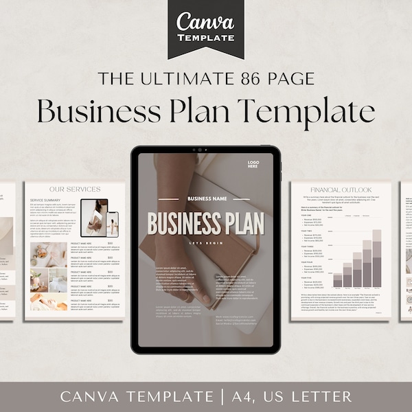 Modèle de plan de petite entreprise, planificateur de petite entreprise imprimable, plan de démarrage d'entreprise, modèle de toile modifiable, planification financière d'entreprise