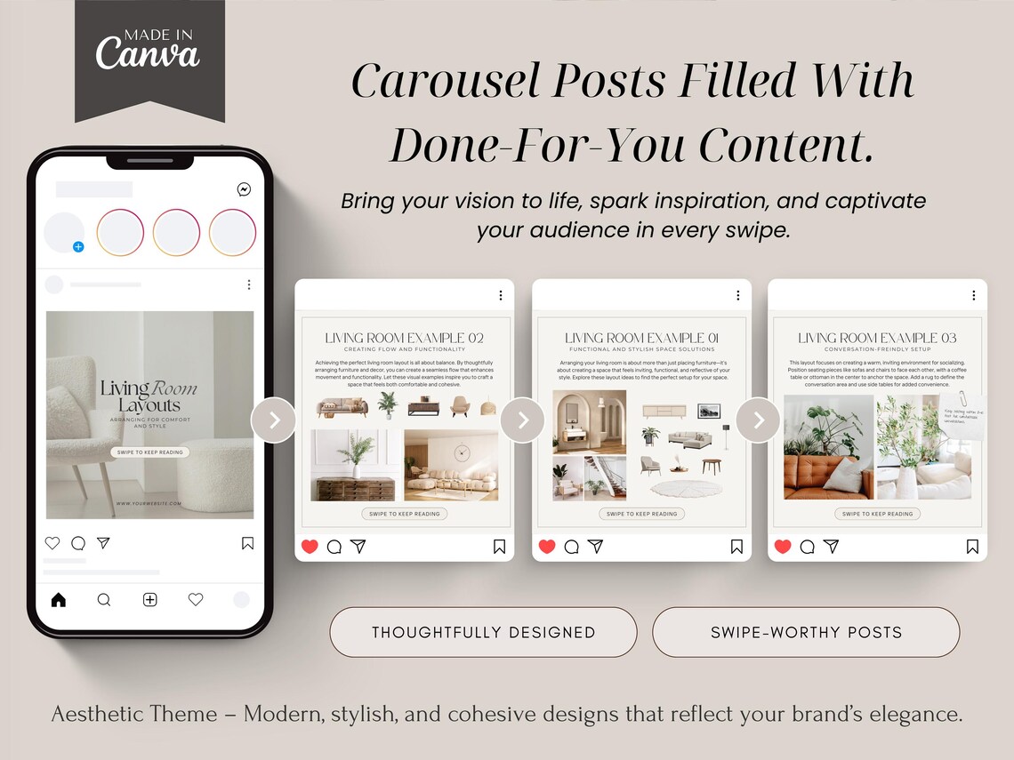 Interior Design Instagram Posts Bundle | Canva Templates - Etsy
