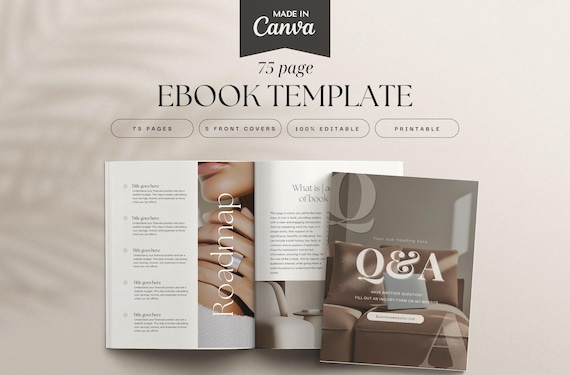 75-Page E-book Template, Canva Workbook, Course Creator (Digital Download)