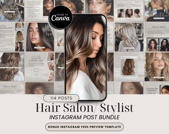 Haar Stylist Instagram Post, Friseursalon Instagram Vorlagen, Haar Social Media Posts, Social Media Canva Vorlagen für Haarstylisten