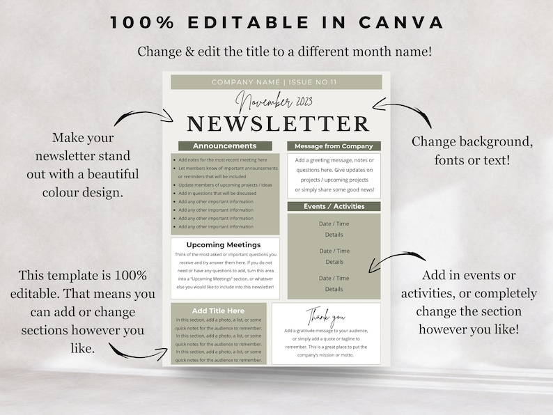 Newsletter Letter R Editable Business Newsletter Template, Canva Newsletter (digital ...