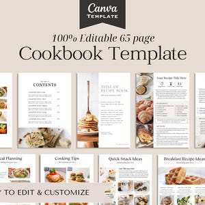 Cookbook Template | Printable Recipe Book Template | Editable Cook Book Template | Recipe Template Canva | Editable Recipe Template