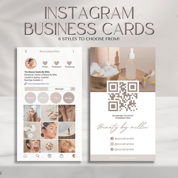 Instagram Business Card, Editable Business Card Template for Business Owners, Boho Canva Business Card, IG Business Card Canva Template
