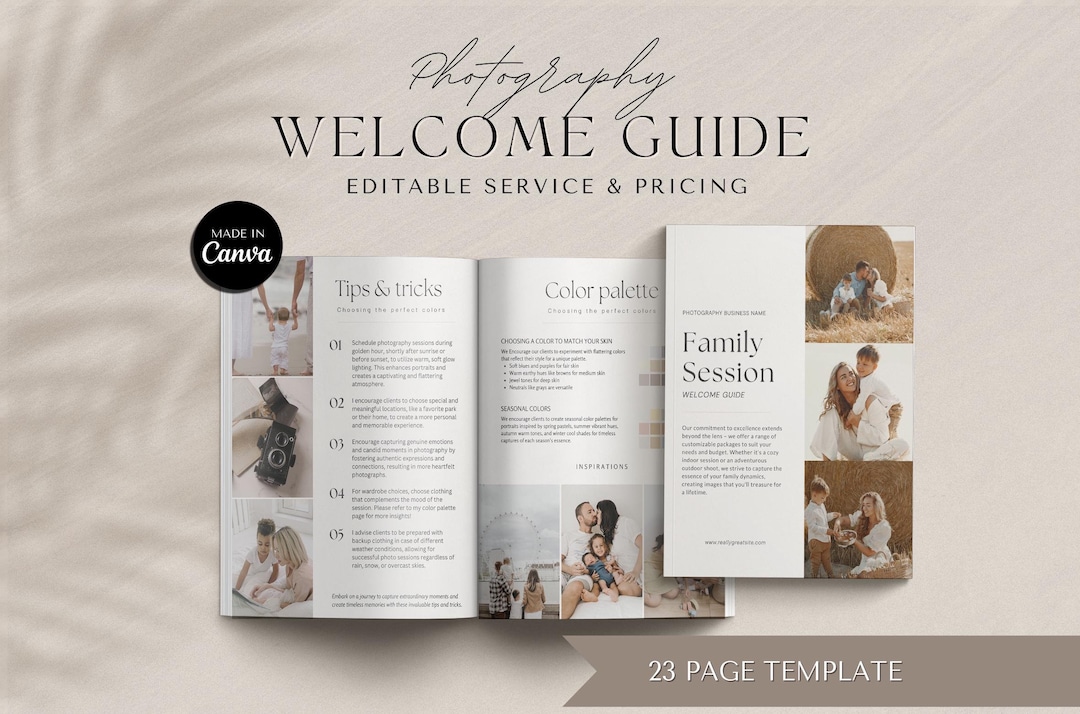 Photography Welcome Guide.pdf Family Photography Welcome Guide | Photographer Pricing Template (canva ...