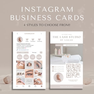 Lash Tech Instagram Visitenkarte, bearbeitbare Visitenkartenvorlage für Geschäftsinhaber, Canva-Visitenkarte, IG-Visitenkarte Canva-Vorlage