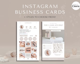 Lash Tech Instagram Business Card, Editable Business Card Template for Business Owners, Canva Business Card, IG Business Card Canva Template