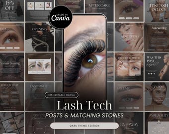 Lash Tech Instagram-postsjablonen, socialmediamarketing (digitale download)
