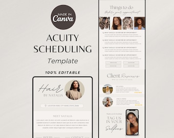 Acuity Scheduling Vorlage, Kosmetikerin Acuity Scheduling Vorlage, Friseur, Nagelstudio, Make-up Artist Website, Canva Template