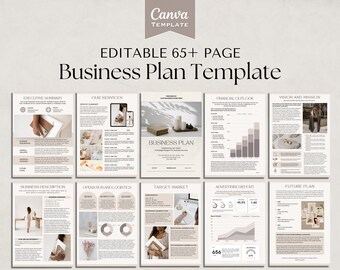 Business Plan Template Printable | Small Business Planner | Minimal Business Plan | Startup Business Plan | Workbook, Canva Template