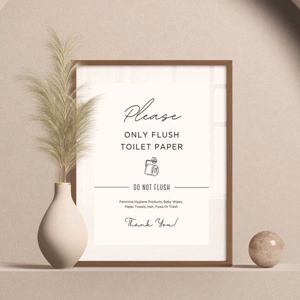 Airbnb Bathroom Sign, Flush Only Toilet Paper, Septic System, Do Not Flush Sign, Vacation Rental Printable Sign, Airbnb Toilet Sign