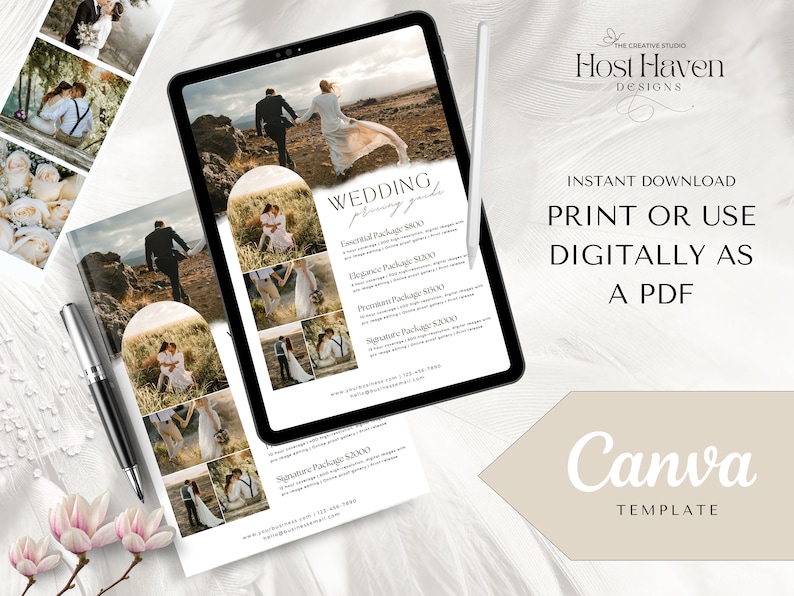 Photography pricing guide, photography Pricelist template, photography wedding pricing sheet, photography welcome guide template, photography family session guide