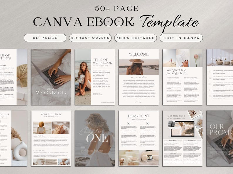 100% Editable Canva E-Book Template for Creators, Coaches, Small Businesses, and Mentors - Perfect for Print or Digital Use. Includes covers, content pages, Q&A, tips, resources, and more to create impactful and visually appealing e-books