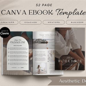 Szablon e-booka Canva, 52-stronicowy skoroszyt, kreator kursów (do pobrania w wersji cyfrowej)