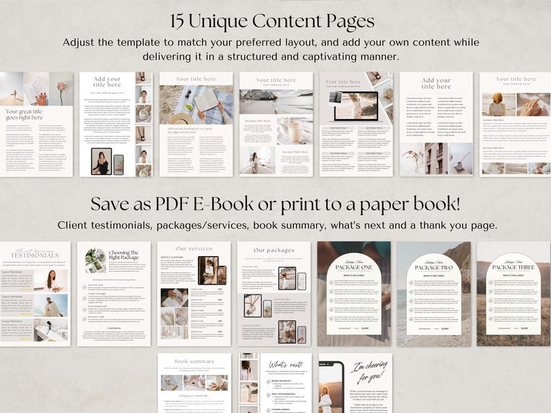 Canva ebook template for coaches, mentors, business owners. Course creator Canva template, course presentation template