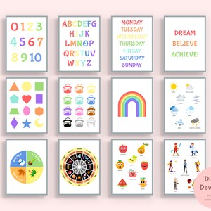 12 Educational Posters - Perfect for Homeschooling, Montessori Classrooms, Inspiring Neutral Kids&#39; Decor in Toddler Rooms - Digital Files