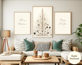 Christmas Digital Wall Art Bundle of 3 | Christmas Decor for Home and Cafe | Printable Holiday Artwork