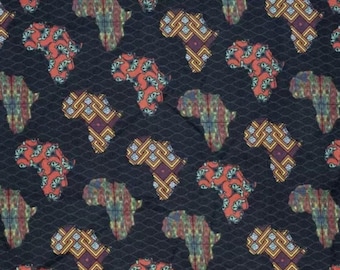 Afrique à motifs - Piège à motifs Afrique BHM - Tissu 100 % coton - Vendu par demi-mètre