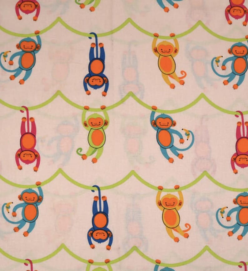 Monkey Pattern Material Swinging Monkeys Pop! 100% Cotton Fabric - Sold by the Half Yard - Etsy