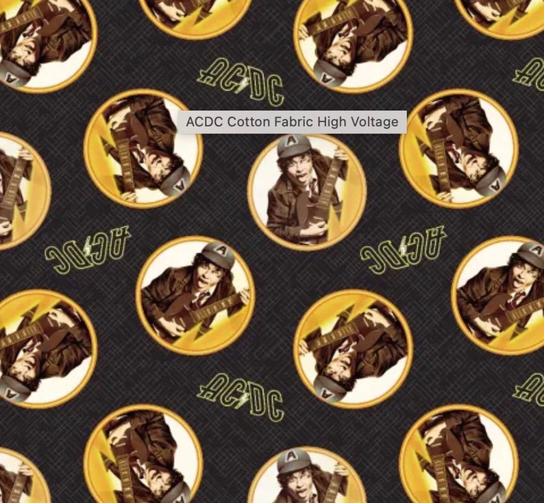 ACDC High Voltage - Rock Band 1970's- 100% Cotton Fabric - Sold by the ...