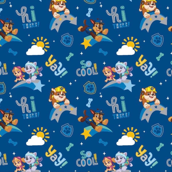 Paw Patrol Solid Blue - 100% Cotton - Sold by the Half Yard