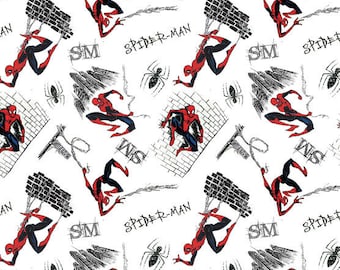 Spiderman City Scape - 100% Cotton Fabric by the Half Yard
