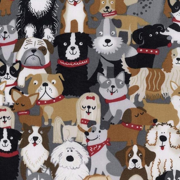 Packed Pups - 100% Cotton Fabric  - Sold by the Half Yard