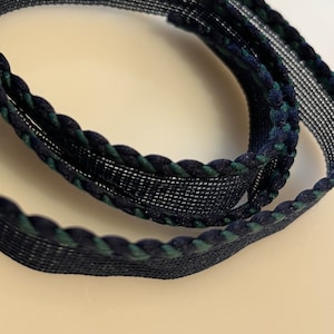 Cord Braided Navy and Green 3/8 inch  with Lip Cord  - Sold by the Yard