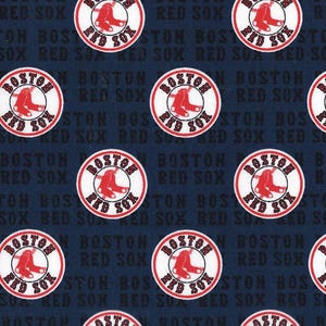 MLB BOSTON REDSOX Mini Print  fabric licensed material Fabric - 100% Cotton - Sold by the Half Yard - 58 inches wide