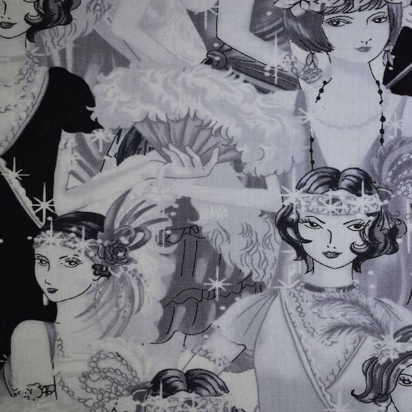 Flapper Girls Packed - 100% Cotton Fabric  - Sold by the Half Yard