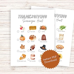 Thanksgiving Scavenger Hunt Printable - Thanksgiving Day Activities for Kids, Travel Activity for Kids