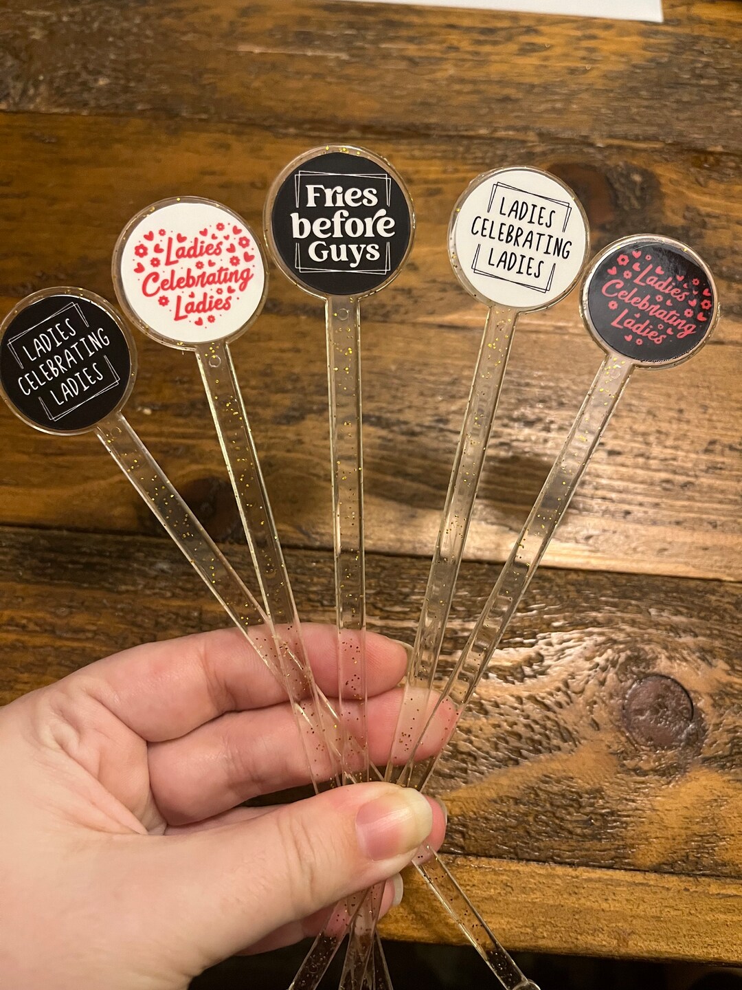 Ladies Celebrating Ladies Stirrers Gold Sparkle Stir Sticks DOUBLE