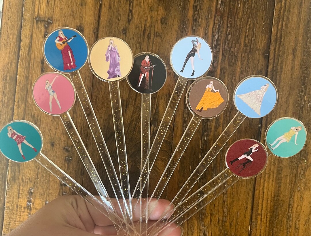 Taylor Swift Eras Tour Drink Stirrers Multicolored Gold Sparkle Stir