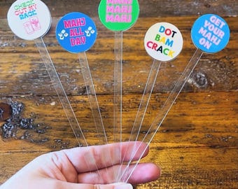 Mahjong Drink Stirrers: Double Sided Acrylic Cocktail Swizzle Sticks