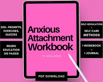 Anxious Attachment Workbook, Attachment Style Workbook, Attachment Worksheets, Anxiety Journal Goodnotes, Workbooks Anxiety, Trauma Therapy