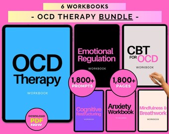 OCD Therapy Workbook Bundle: CBT for OCD, Recovery Journals & Mental Health Worksheets (Digital Download)
