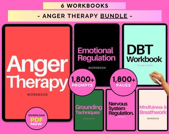 Anger Therapy Workbook Bundle: Anger Management Worksheets, DBT & Emotional Regulation Tools (Digital Download)