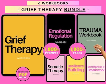 Grief Journal & Workbook Bundle: Recovery Therapy Worksheets and Healing Journal Prompts (PDF Download)