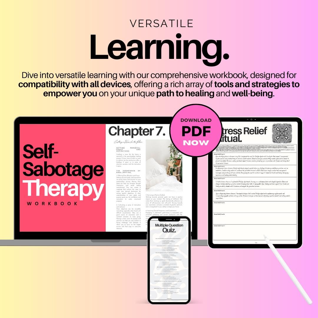 Self-sabotage Therapy Workbook Bundle: Journal & Healing Worksheets ...