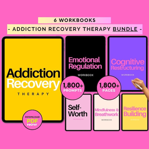 Addiction Therapy Workbook Bundle: CBT Worksheets & Recovery Plan (Digital Download)